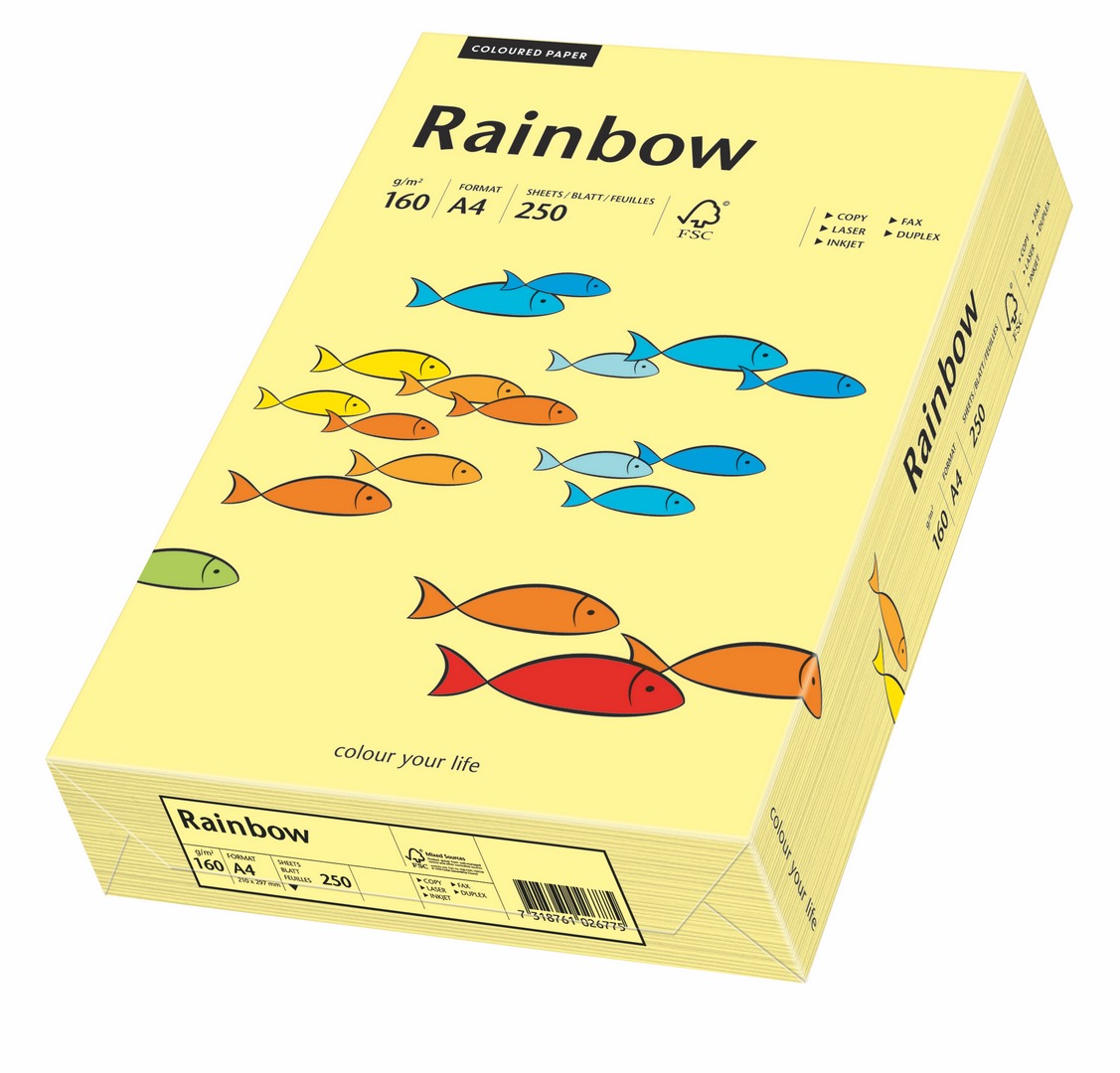 Papier ksero Rainbow A4 160g jasny żółty R12 Papyrus